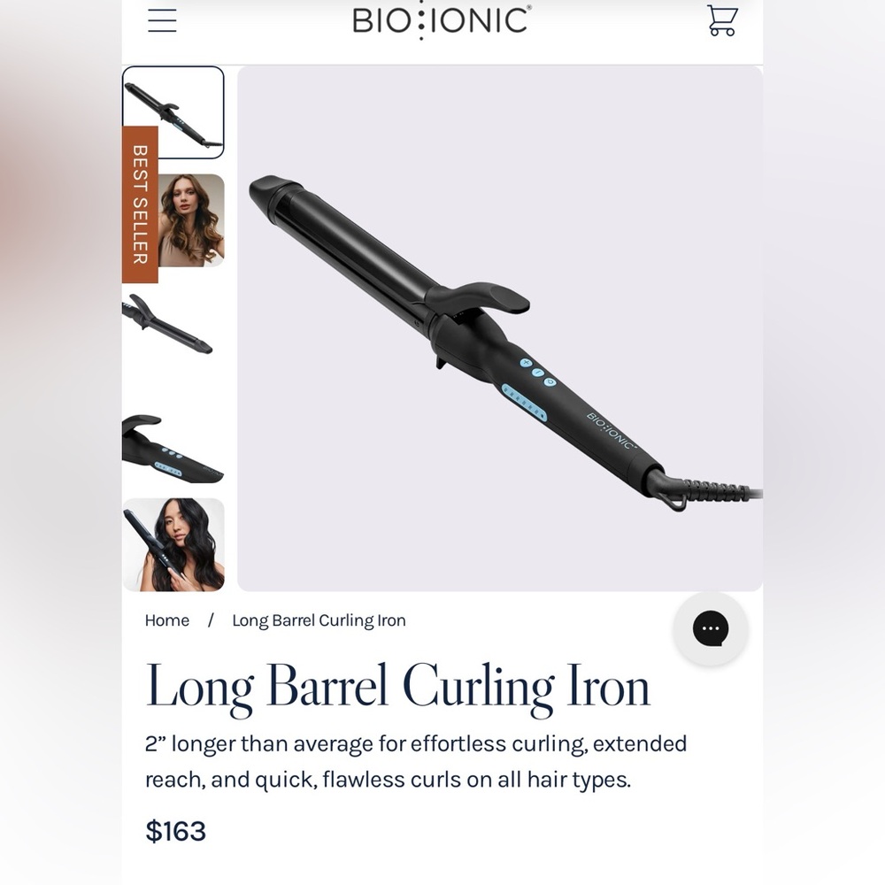 Bio Ionic Black Long Barrel Curling Iron